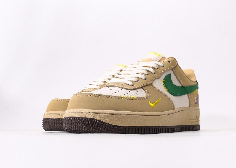 Nike Air Force 1 Low Beige and Green Collaborative Sneakers - Image 4