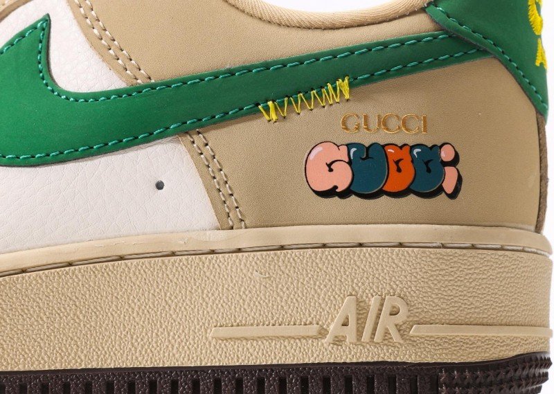 Nike Air Force 1 Low Beige and Green Collaborative Sneakers - Image 6