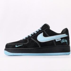 Nike Air Force 1 Low black and blue graffiti joint sneakers