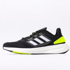 black-yellow-white-stripe-breathable-sports-shoes