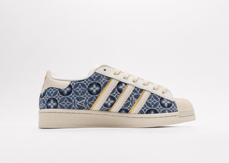 LV x adidas blue and white monogram joint sneakers - Image 2