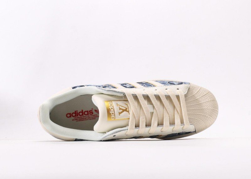 LV x adidas blue and white monogram joint sneakers - Image 3
