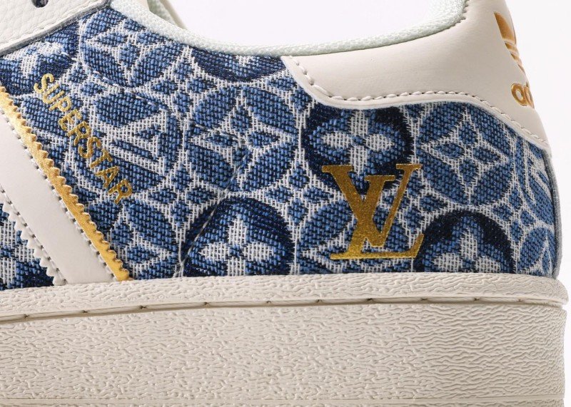LV x adidas blue and white monogram joint sneakers - Image 7