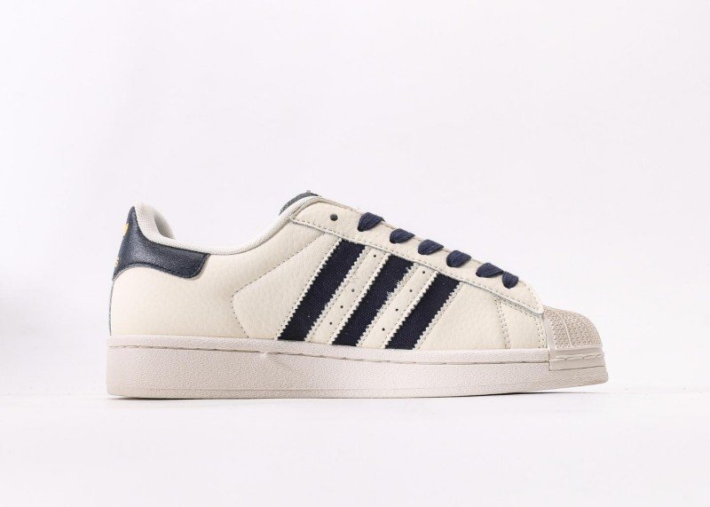 adidas Superstar off-white and blue striped sneakers - Image 2