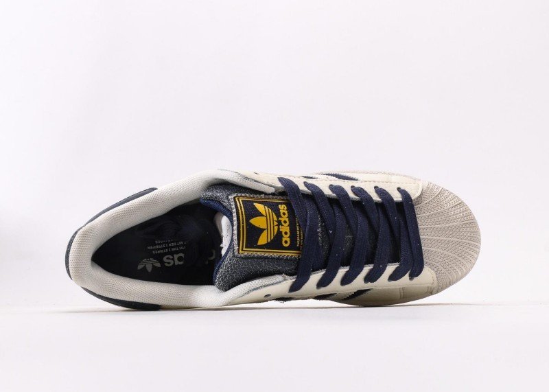 adidas Superstar off-white and blue striped sneakers - Image 3