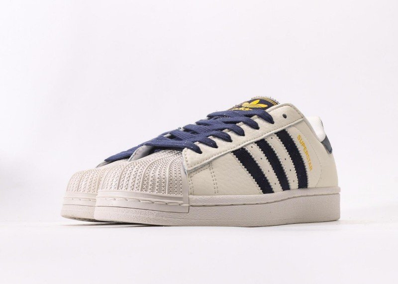 adidas Superstar off-white and blue striped sneakers - Image 5