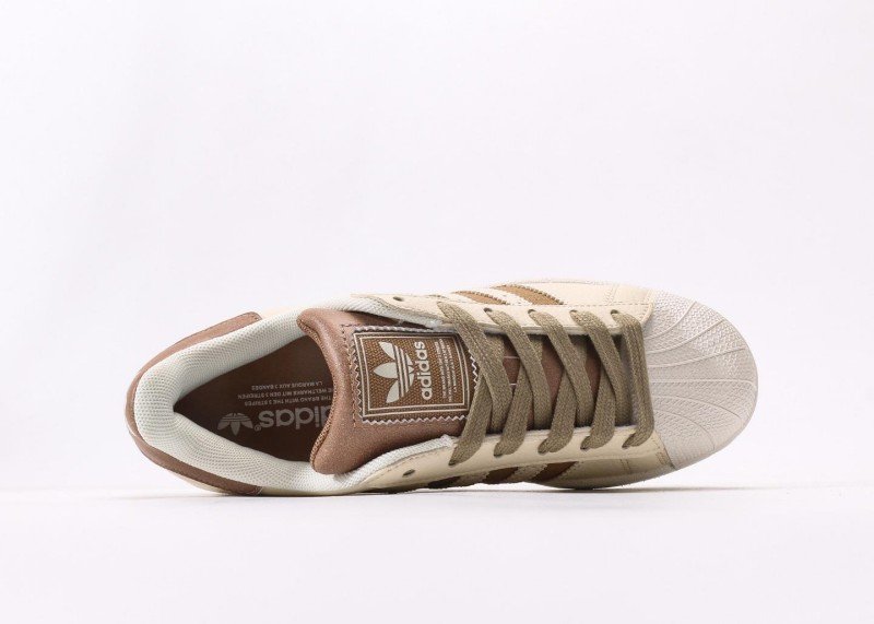 adidas Superstar beige and brown striped casual shoes - Image 3