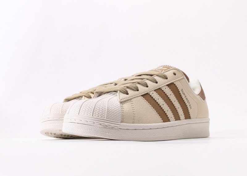 adidas Superstar beige and brown striped casual shoes - Image 5