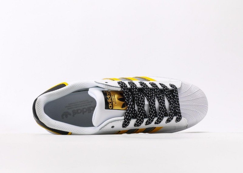 adidas yellow and gray striped shell toe sneakers - Image 3