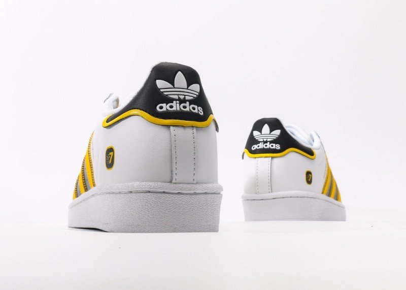adidas yellow and gray striped shell toe sneakers - Image 6