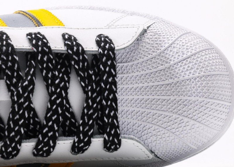 adidas yellow and gray striped shell toe sneakers - Image 8