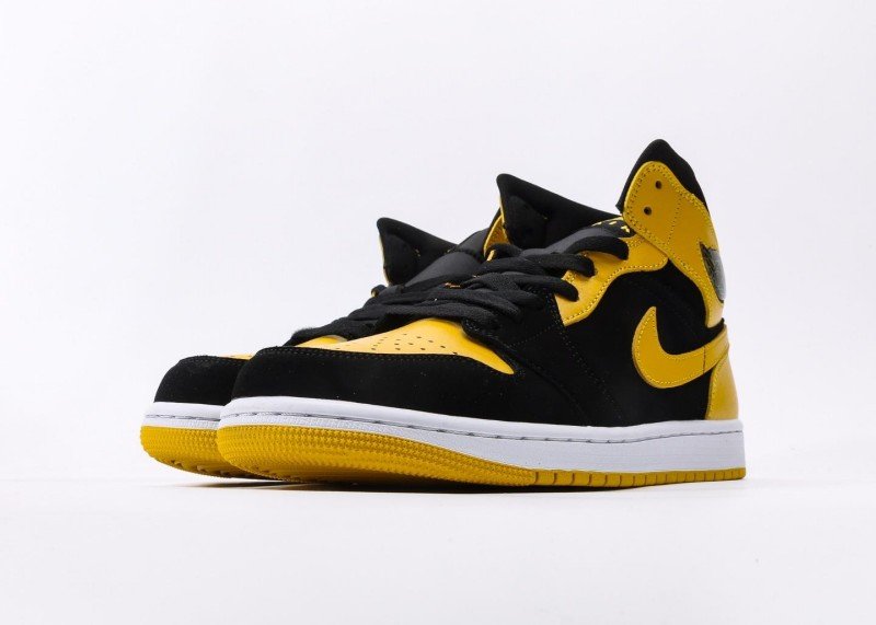 Air Jordan 1 Retro Mid Black Yellow Colorway Sneaker - Image 5