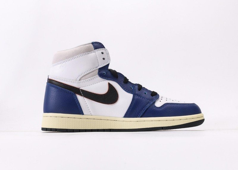 Air Jordan 1 High Blue White Grey Orange Stitch Sneaker - Image 2
