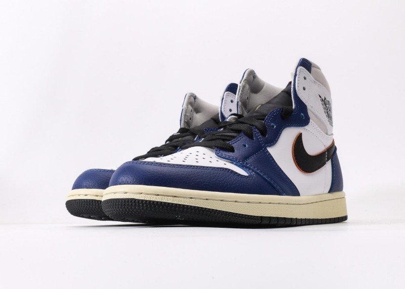Air Jordan 1 High Blue White Grey Orange Stitch Sneaker - Image 5