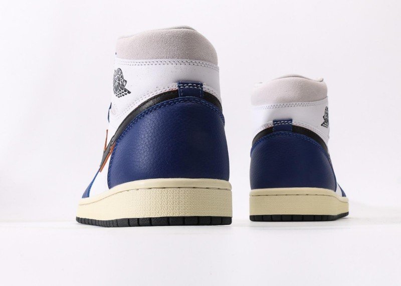 Air Jordan 1 High Blue White Grey Orange Stitch Sneaker - Image 6