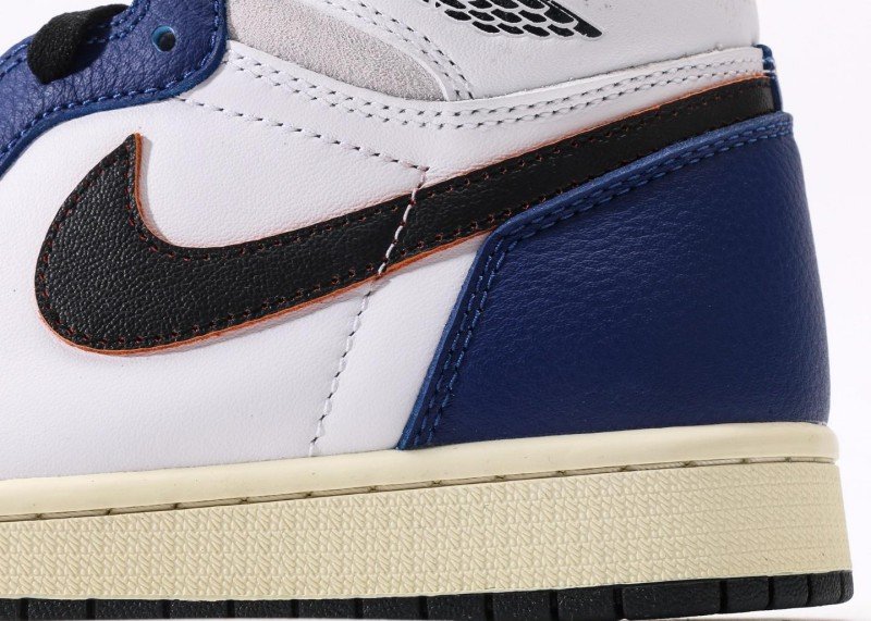 Air Jordan 1 High Blue White Grey Orange Stitch Sneaker - Image 7