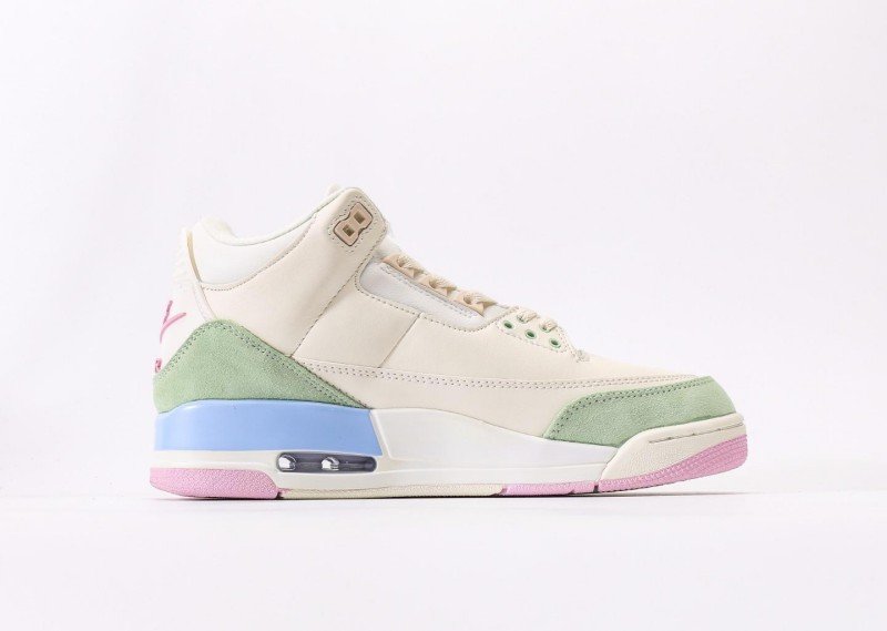 Air Jordan 3 Retro Cream Green Pink Blue Colorway Sneaker - Image 2
