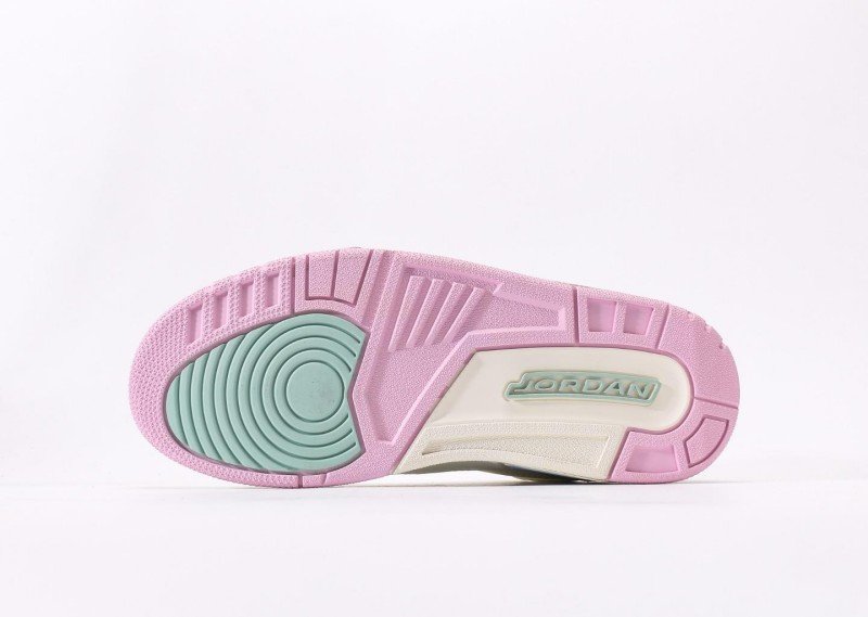 Air Jordan 3 Retro Cream Green Pink Blue Colorway Sneaker - Image 4