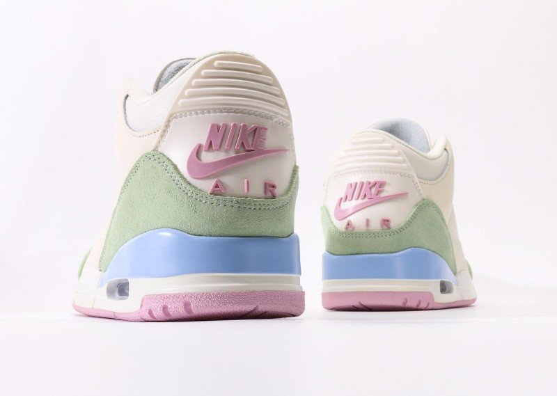 Air Jordan 3 Retro Cream Green Pink Blue Colorway Sneaker - Image 6