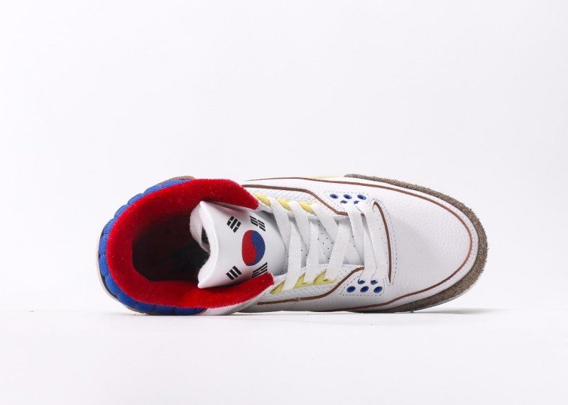 Air Jordan 3 Retro White Brown Red Blue Patchwork Sneaker - Image 3