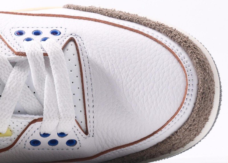 Air Jordan 3 Retro White Brown Red Blue Patchwork Sneaker - Image 8