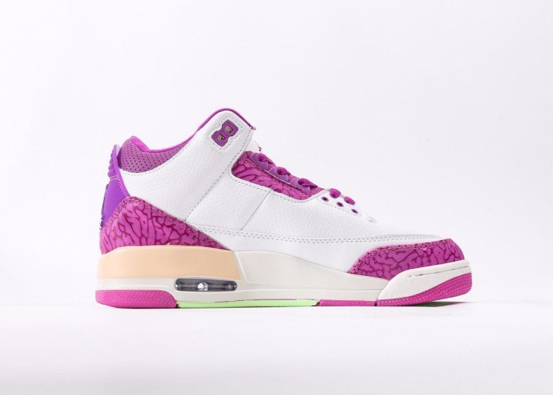 Air Jordan 3 Retro White Pink Snake Texture Sneaker - Image 2