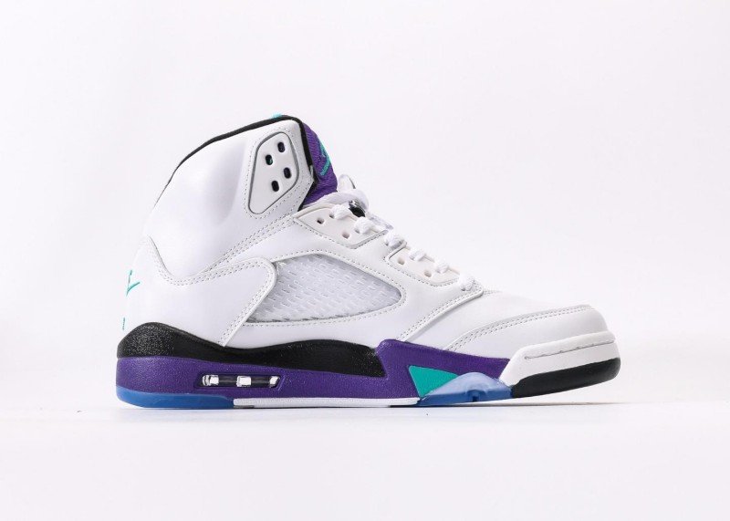 Air Jordan 5 Retro White Purple Green Blue Colorway Sneaker - Image 2