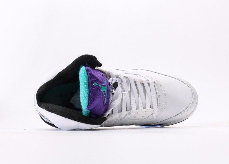 Air Jordan 5 Retro White Purple Green Blue Colorway Sneaker - Image 3