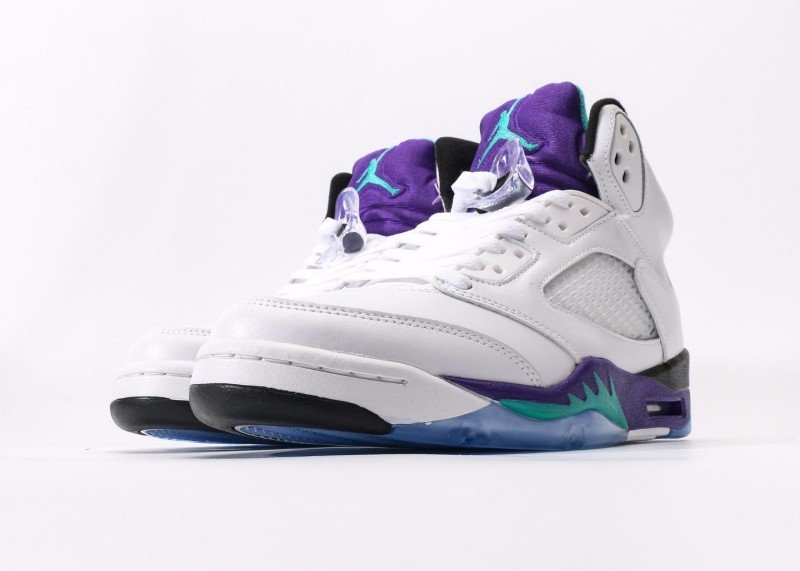 Air Jordan 5 Retro White Purple Green Blue Colorway Sneaker - Image 5