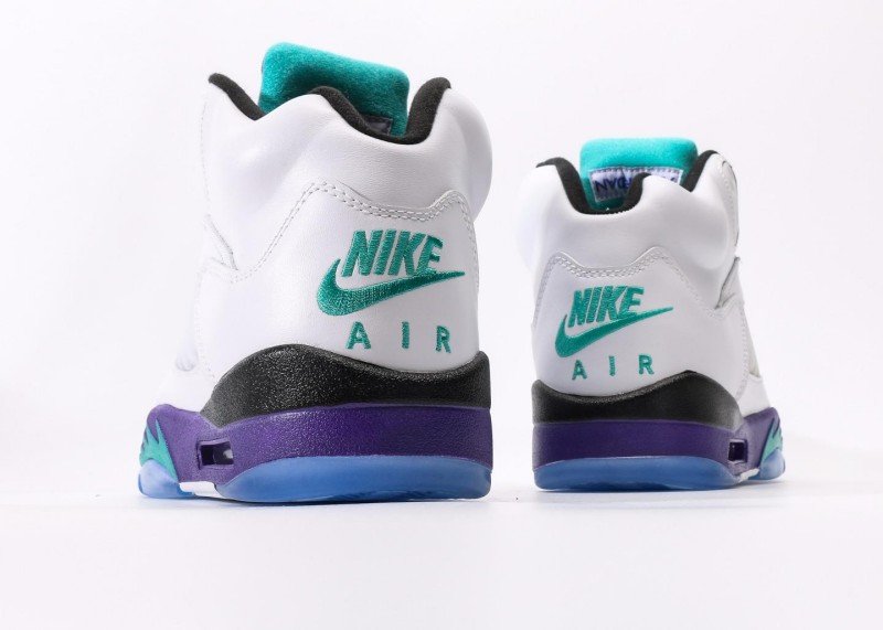 Air Jordan 5 Retro White Purple Green Blue Colorway Sneaker - Image 6
